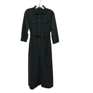 Velvet Heart Black Maxi Shirt Dress With Belt Womens Size Small Utility